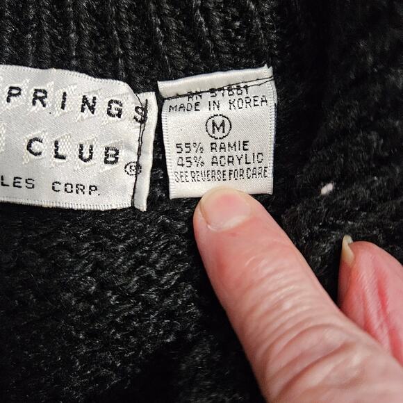 Palm Springs Yacht Club Knit Sweater Chunky Black Floral Pullover Grannycore - Picture 7 of 13